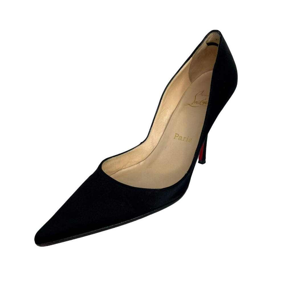 CHRISTIAN LOUBOUTIN - Black Satin "Decoltissimo"" pumps/heels - Size 40